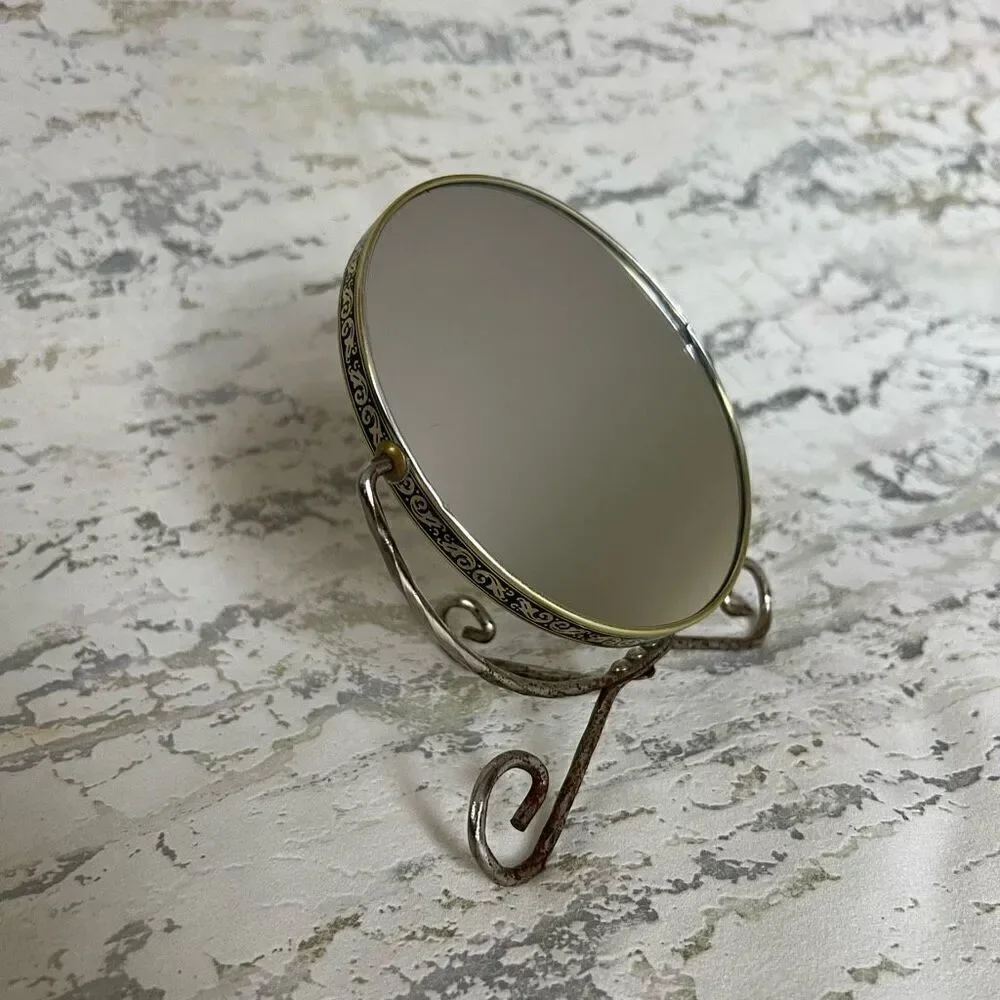 Vintage Double Sided Vanity Shaving mirror with magnifying side